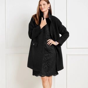 Talbots Black Coat Wool Blend High Collar XL